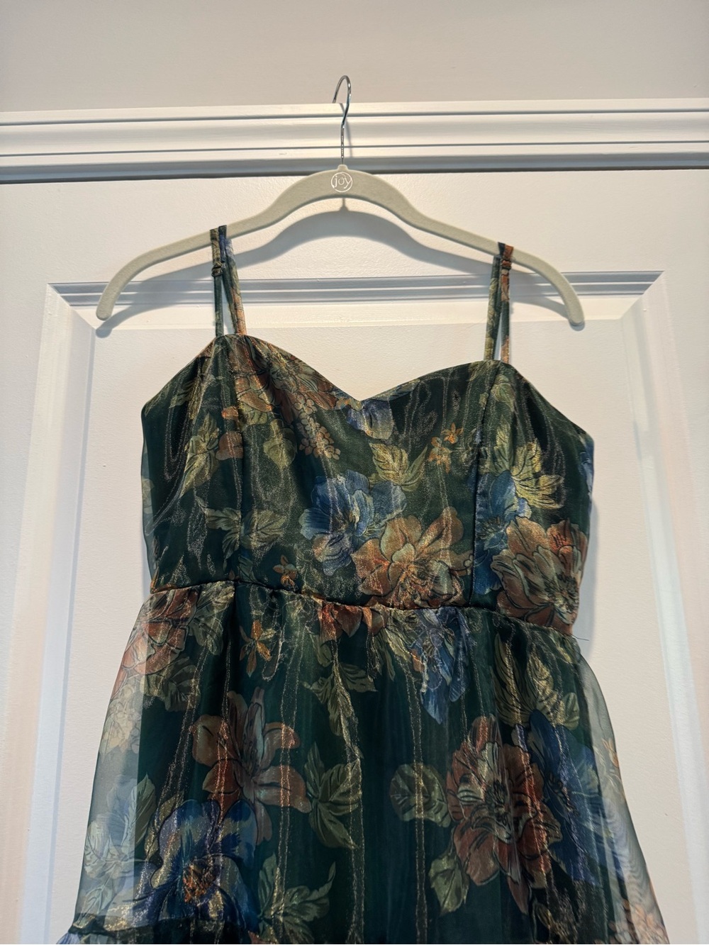 Floral Green Tiered Maxi Dress - Picture 2 of 11